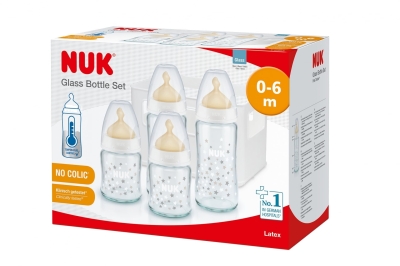 Nuk First Choice+ Стартов сет Temperature Control каучук - 2х240мл + 2х120мл + кошница