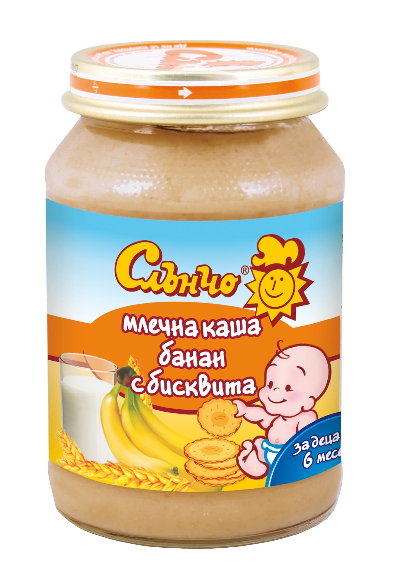 Слънчо-каша банан с бисквита 6м 190гр
