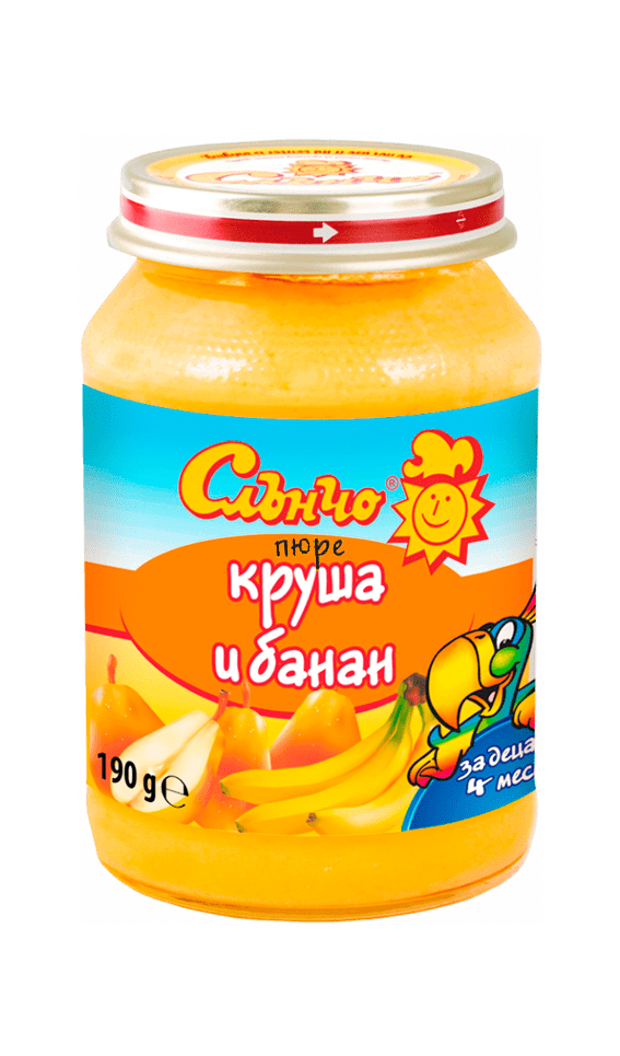 Слънчо-пюре круша и банан 4м+ 190гр