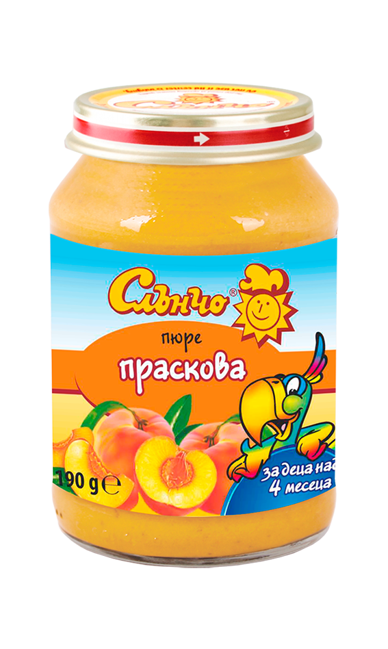 Слънчо-пюре праскови 4м+ 190гр