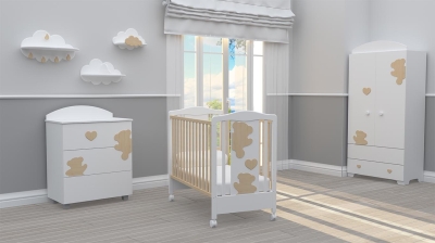 BAMBINO CASA Комплект 3ч. бебешко легло + скрин + гардероб с пуш механизми Amore naturale