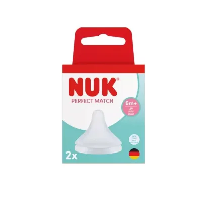 NUK Perfect Match биберон за хранене силикон 6+, Flow control, 2бр.