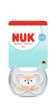 NUK Perfect Match биберон залъгалка, силикон 0-6мес. 1бр., AIR, Лисица