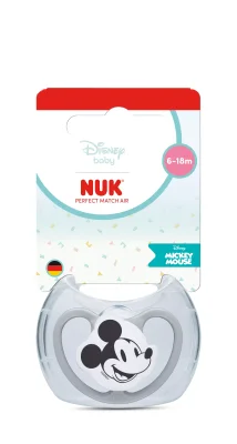 NUK Perfect Match биберон залъгалка, силикон 6-18 мес. 1бр., AIR, Мики, сива