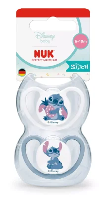 NUK Perfect Match биберон залъгалка, силикон 6-18мес.2бр., AIR, Stitch