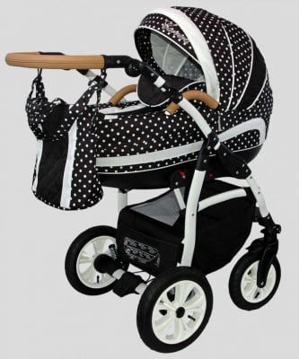 Бебешка количка 3в1 Carrera цвят: черен бели точки