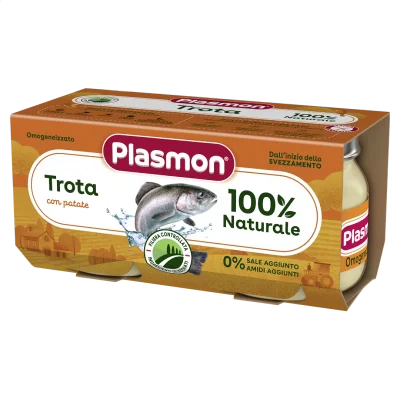 PLASMON Хомогенизирана риба пъстърва със зеленчуци 6м. 2х80г
