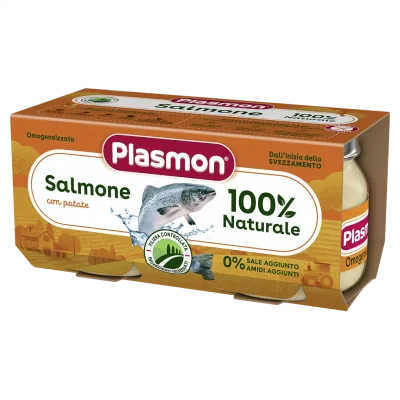 PLASMON Хомогенизирана риба сьомга със зеленчуци 6м. 2х80г