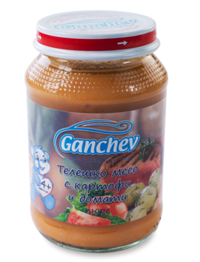 Ganchev-пюре от телешко с картоф и домат 4м+ 190гр