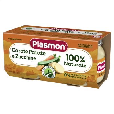 PLASMON Морков, картоф и тиквичка 6м. 2х80г