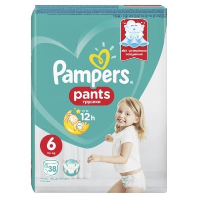Pampers еднократни гащи Extra large6 15кг+ 38бр