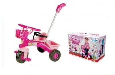 Детска триколка с педали и дръжка Pinky