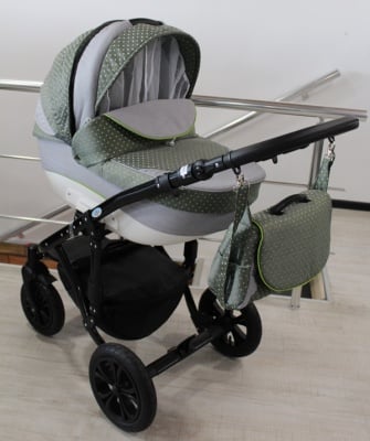 Gusio-Бебешка количка 3в1 Florencja цвят:сиво със зелени точки