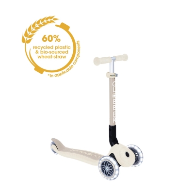 GLOBBER Тротинетка JUNIOR FOLDABLE LIGHTS ECO COCONUT