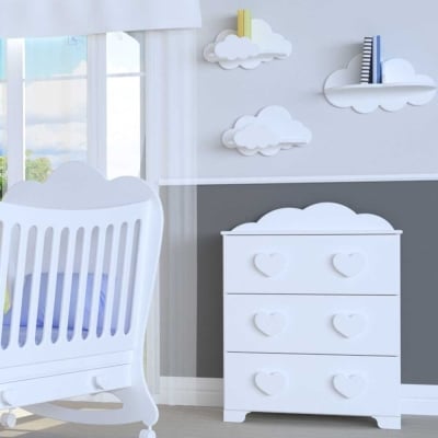 Bambino Casa-скрин MDF Cuori Grandi Felici bianco-бял