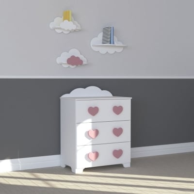Bambino Casa-скрин MDF Cuori Grandi Felici rosa-розов