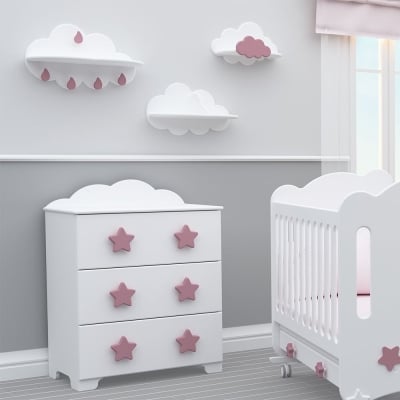 Bambino Casa-скрин MDF Stelle Grandi Felici rosa-розов
