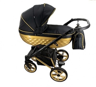 Adbor-бебешка количка 3в1 Avenue 3D: черен текстил/голд