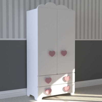 Bambino Casa-гардероб 2 крила MDF Cuori Grandi Felici rosa-розов