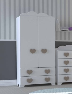 Bambino Casa-гардероб 2 крила MDF Cuori Grandi Felici tortora-капучино