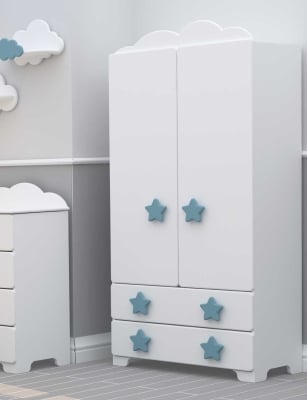 Bambino Casa-гардероб 2 крила MDF Stelle Grandi Felici  blu-син