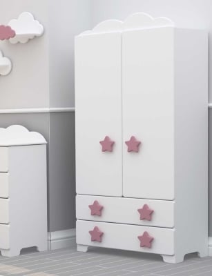 Bambino Casa-гардероб 2 крила MDF Stelle Grandi Felici rosa-розов