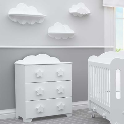 Bambino Casa-скрин MDF Stelle Grandi Felici bianco-бял