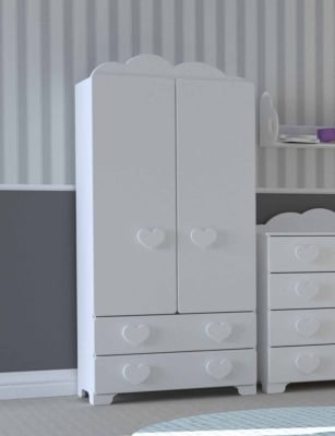 Bambino Casa-гардероб 2 крила MDF Cuori Grandi Felici bianco-бял