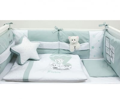 Луксозен спален комплект от 8 части Bambino Casa Paris Mint