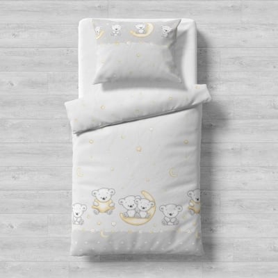 Galix-детски спален комплект Мече и луна 3 части, сив