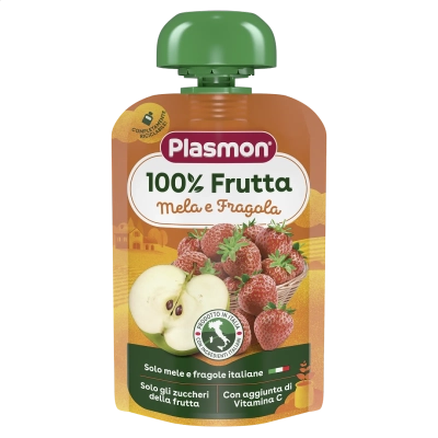 PLASMON Плодова закуска Ябълка с ягода 12м. 100г