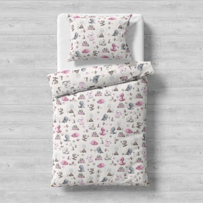 Galix-детски спален комплект Дино 2 3 части розов