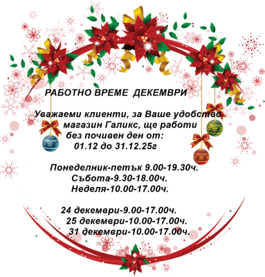 Празнично работно време - декември