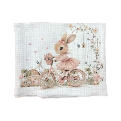 Муселиново одеяло 120х120см, organic Bambino Casa Rose Rabbit 