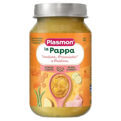 PLASMON Пюре Зеленчуци, бебешка паста и свинско месо 7м. 200г