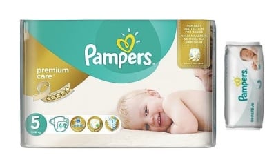 Pampers Premium care5 11-18кг 44бр+ мокри кърпи