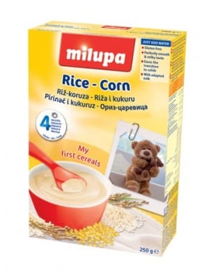 Milupa-Млечна каша ориз царевица 4м+ 250гр