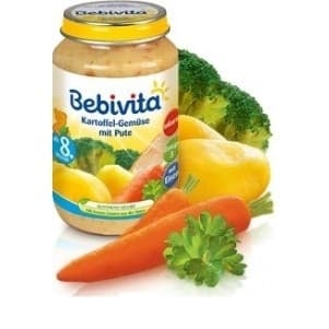 Bebevita-пюре картофи зеленчуци и пуешко 8м+ 220гр