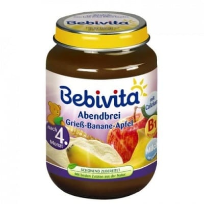 Bebevita-млечна каша Лека нощ с грис банан ябълка 4м+ 190гр