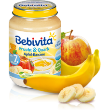 Bebevita-плодов дует с ябълки банан и извара 7м+ 190гр