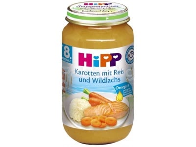 Hipp-Рибно меню с моркови ориз и сьомга 8м+ 220гр