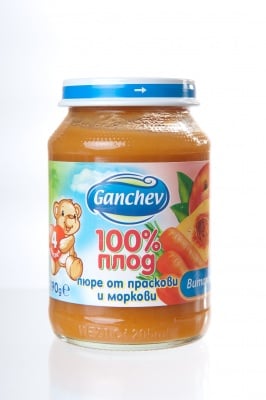 Ganchev-пюре праскови и моркови 4м+ 190гр