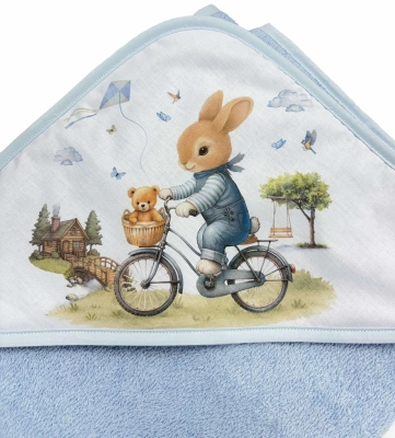 Хавлия с качулка Bambino Casa Blu Rabbit 100 х 100 см