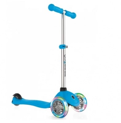 Globber-Тротинетка Primo Lights със светещи гуми и регулируема височина светло синя