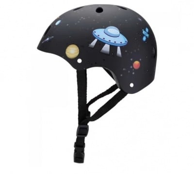 Globber-Детска каска за колело и тротинетка 48-51см черна с щампа космос