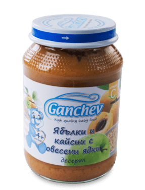 Ganchev-пюре ябълки кайсии и овесени ядки 4м+190гр