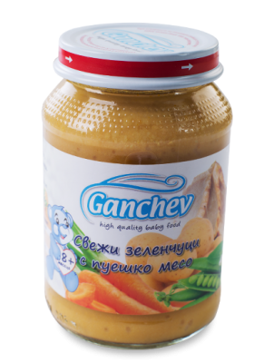 Ganchev-пюре от свежи зеленчуци с пуешко месо 8м+ 190гр