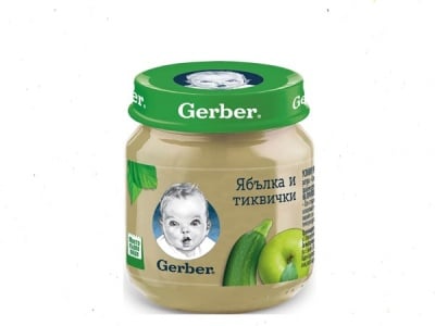 Gerber-пюре ябълки и тиквички 4м+ 130гр