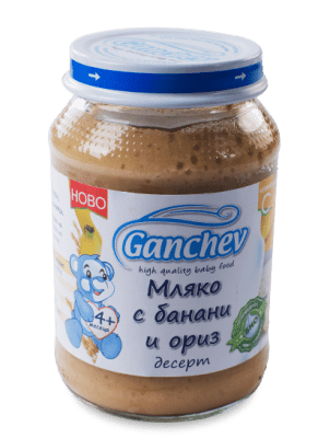 Ganchev-десерт мляко с банани и ориз 4м+190гр