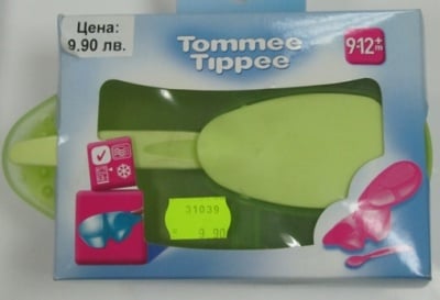 Купа и лъжичка за хранене на бебе Tommee Tippee 9-12м